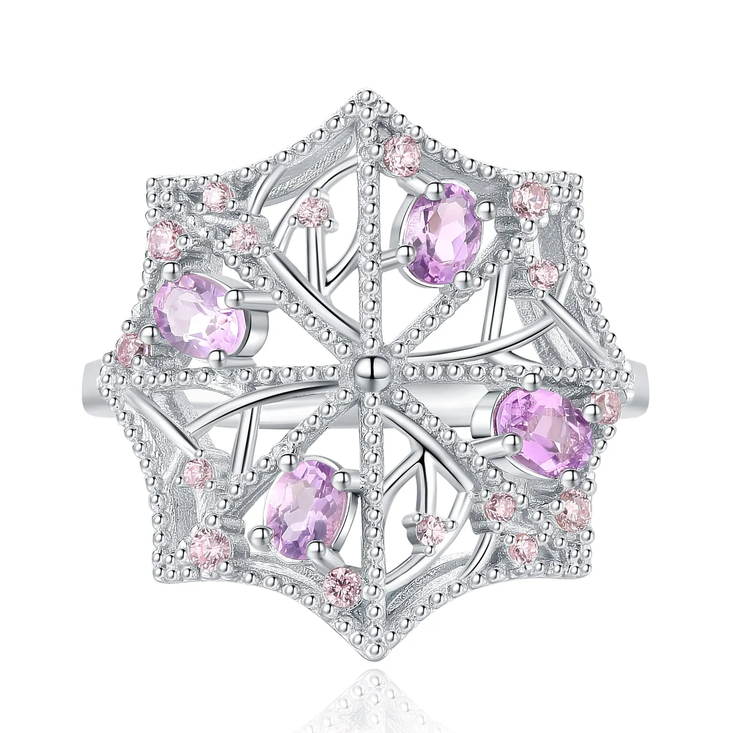 JewelryPalace Vintage anello farfalla ametista viola argento 925