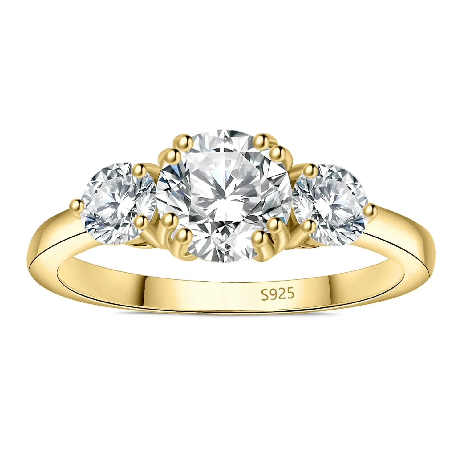 JewelryPalace Moissanite anello tre pietre oro rosa 14.5