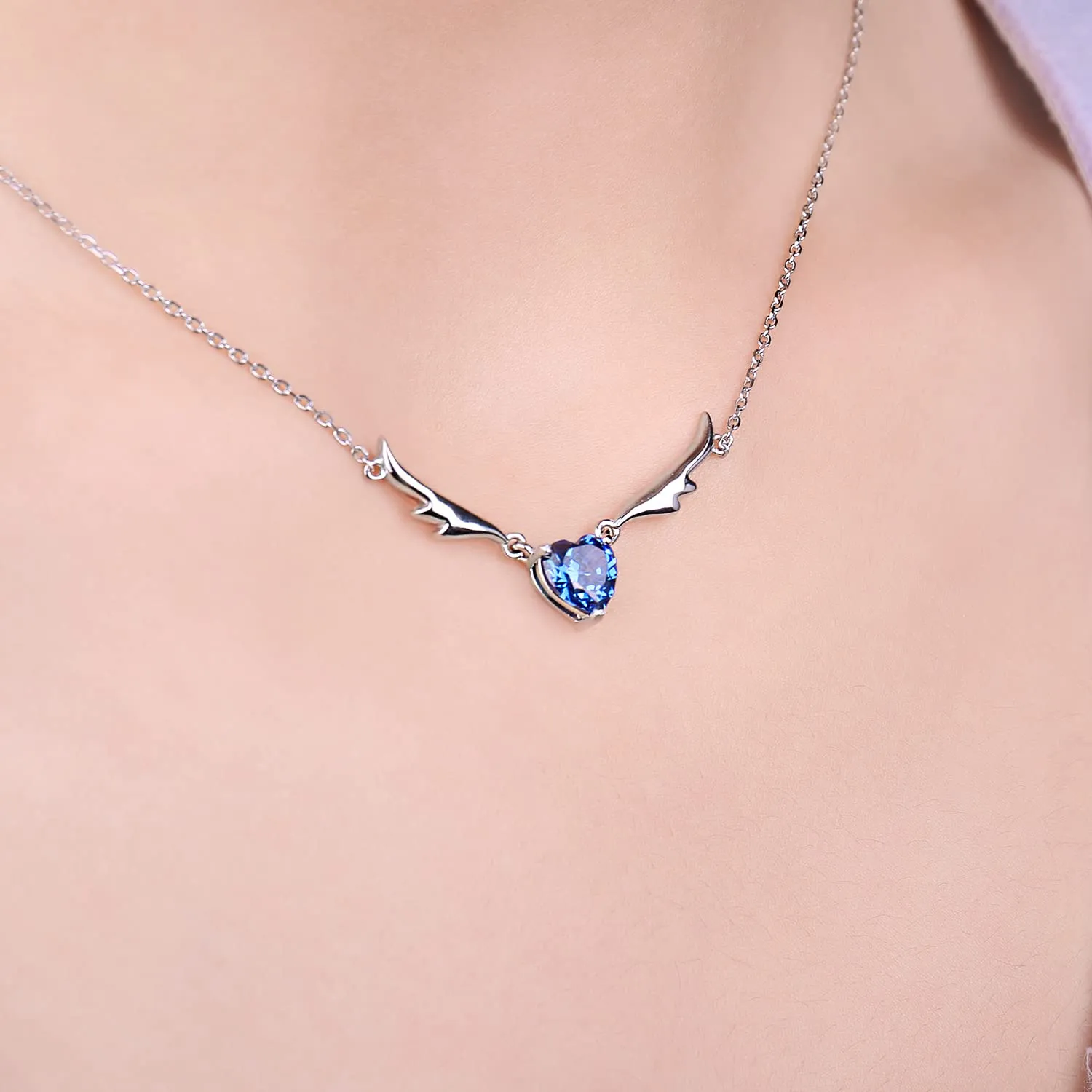 JewelryPalace Ali d'Angelo Cuore 1.5ct collana argento 45cm blu