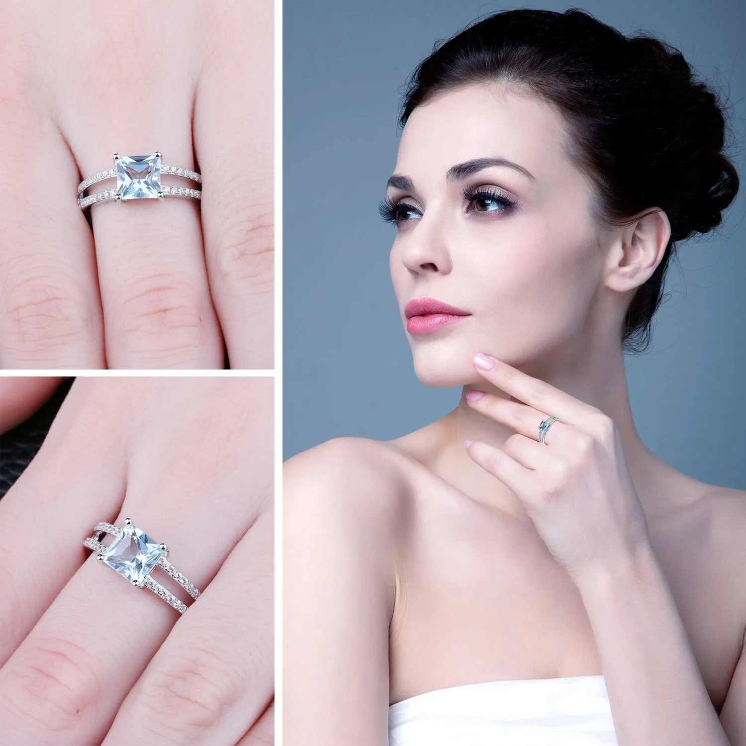 JewelryPalace Solitario anello argento topazio 14.5