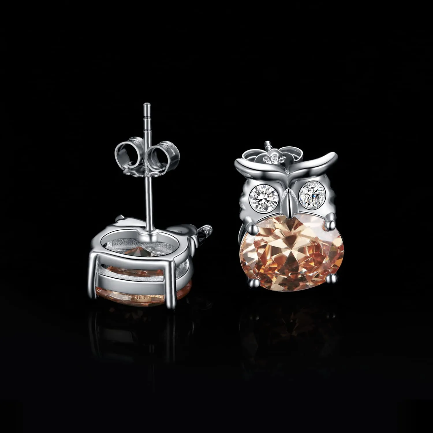 JewelryPalace Gufo orecchini argento zirconia gialla