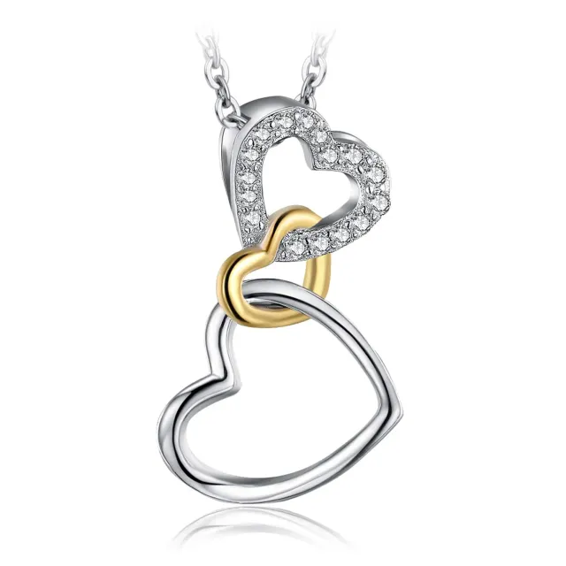 JewelryPalace Infinity Collana Triplo Cuore Argento 925 Zirconia