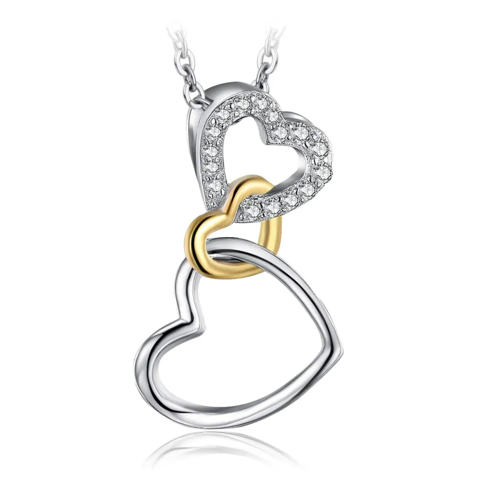 JewelryPalace Infinity Collana Triplo Cuore Argento 925 Zirconia