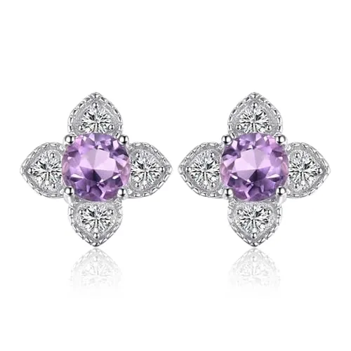JewelryPalace Fiore Orecchini Bottone Argento ametista viola