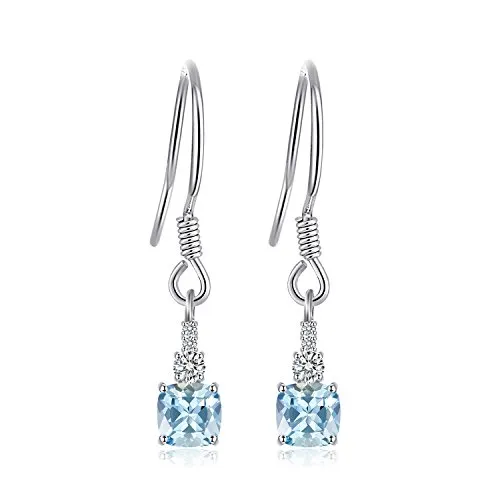 JewelryPalace Orecchini Pendenti Topazio Azzurro Argento 925