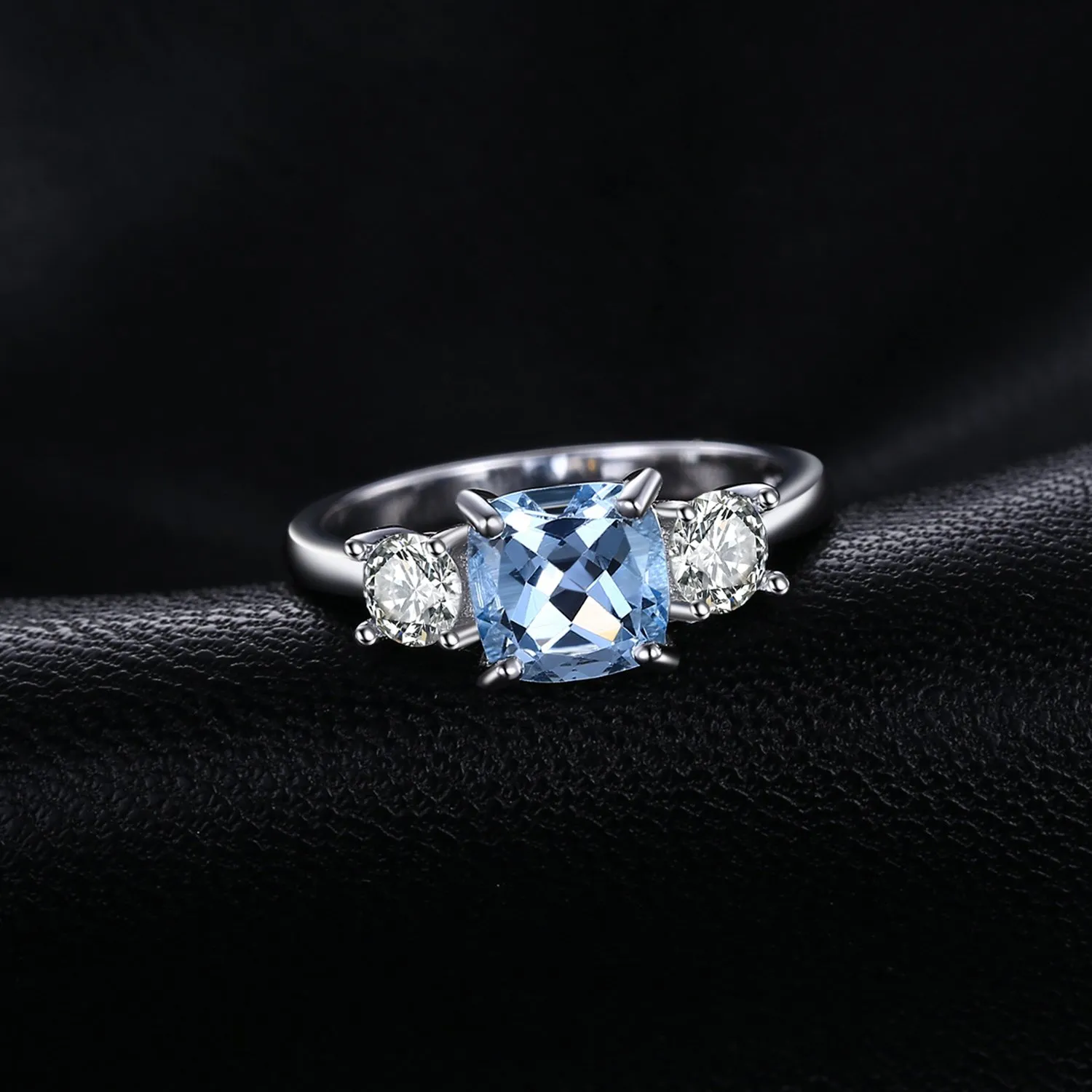 JewelryPalace Anello Tre Pietre Topazio Blu Argento 925