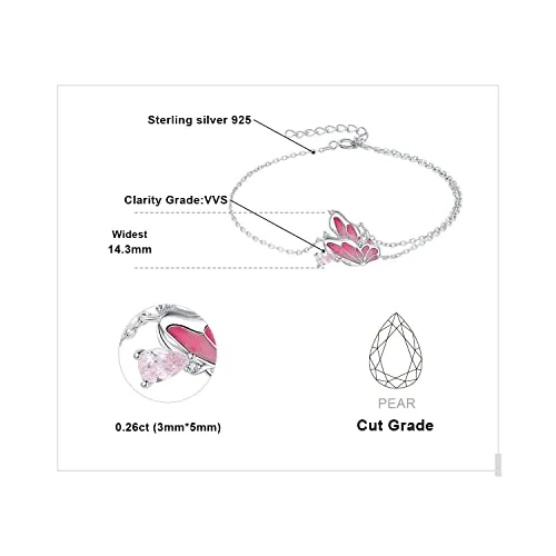 JewelryPalace Farfalla 0.3ct bracciale argento 925 zirconia rosa