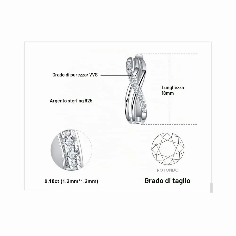JewelryPalace Hoop Infinito orecchini cerchio argento zirconia