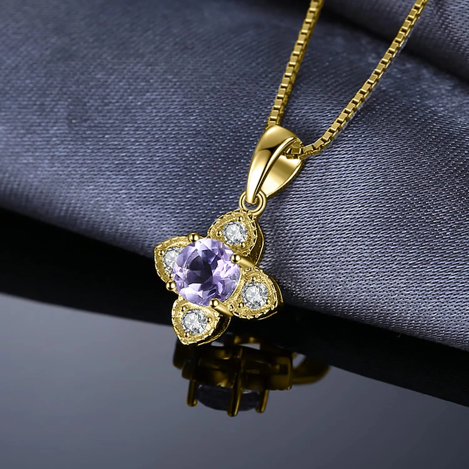 JewelryPalace collana fiore ametista viola argento oro giallo 45cm