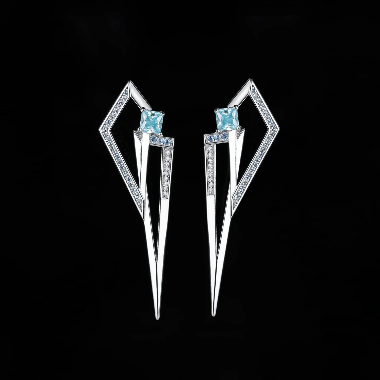JewelryPalace 1.4ct orecchini triangolo zirconia blu argento 925