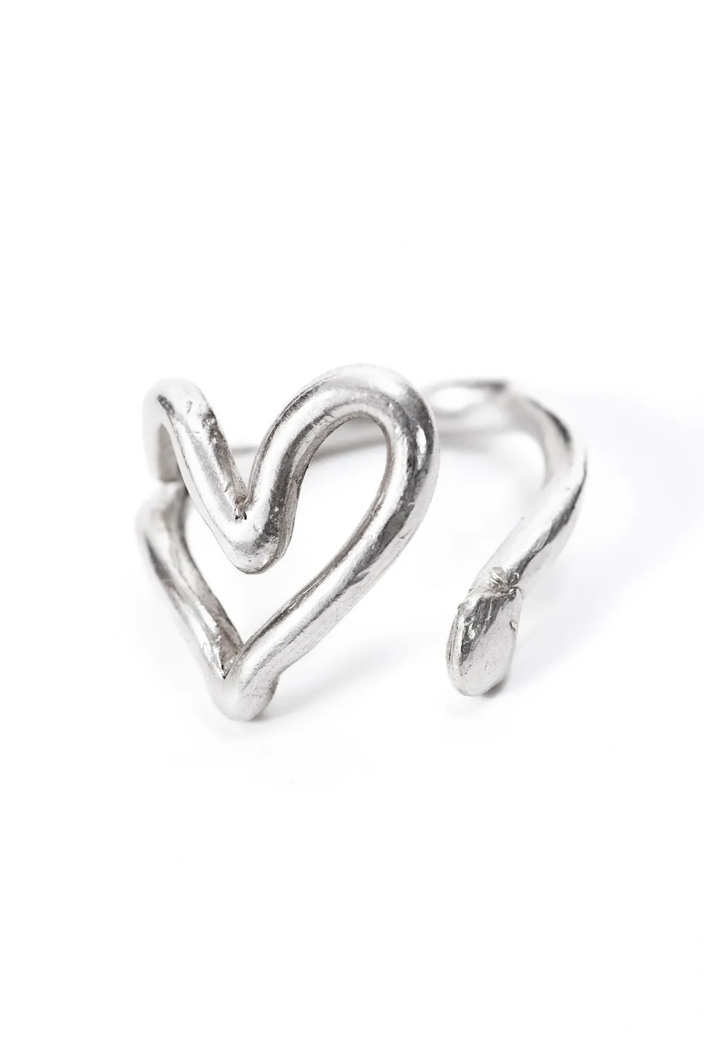 Flor Rubaja Wave Cuore anello regolabile argento