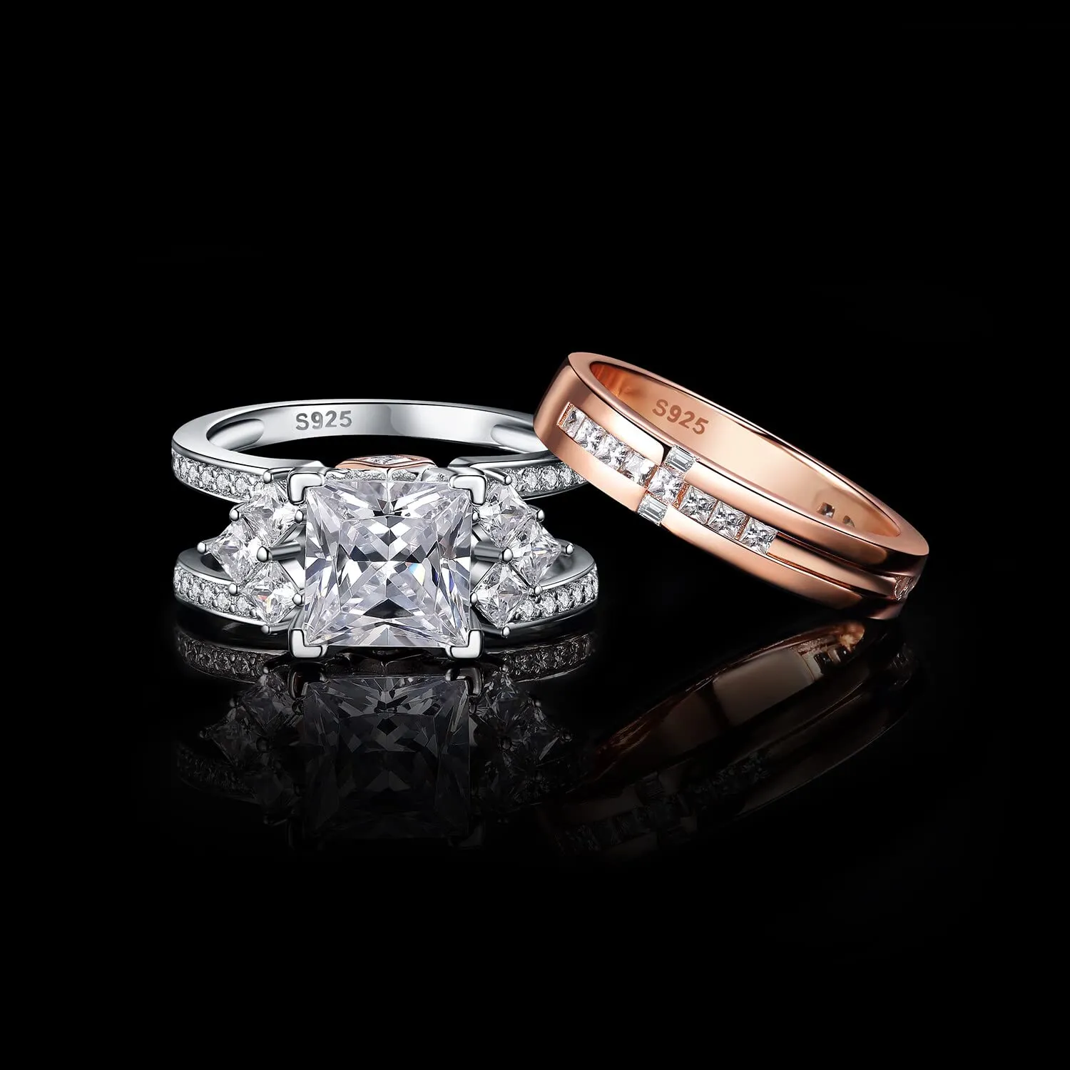 JewelryPalace Classico 3ct Principessa anello oro rosa zirconia