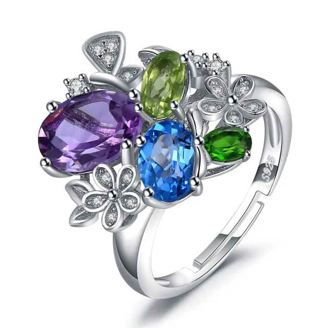 JewelryPalace Naturale Anello Topazio Ametista Peridoto