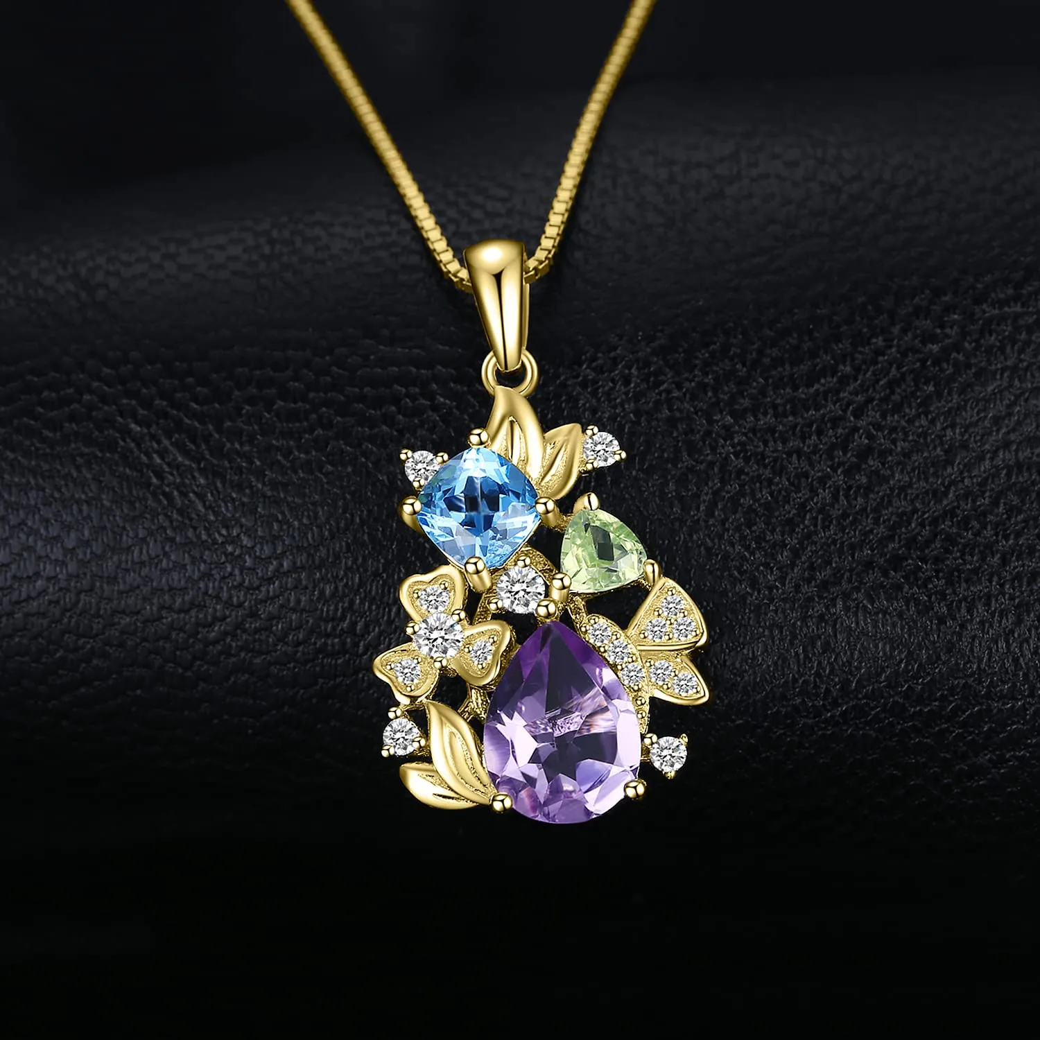 JewelryPalace Fiore Collana Argento 925 Oro Pietre Naturali 45cm