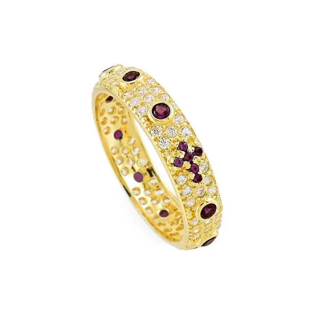 Gioielli Celiento Rosario anello oro pietre bianche rosse