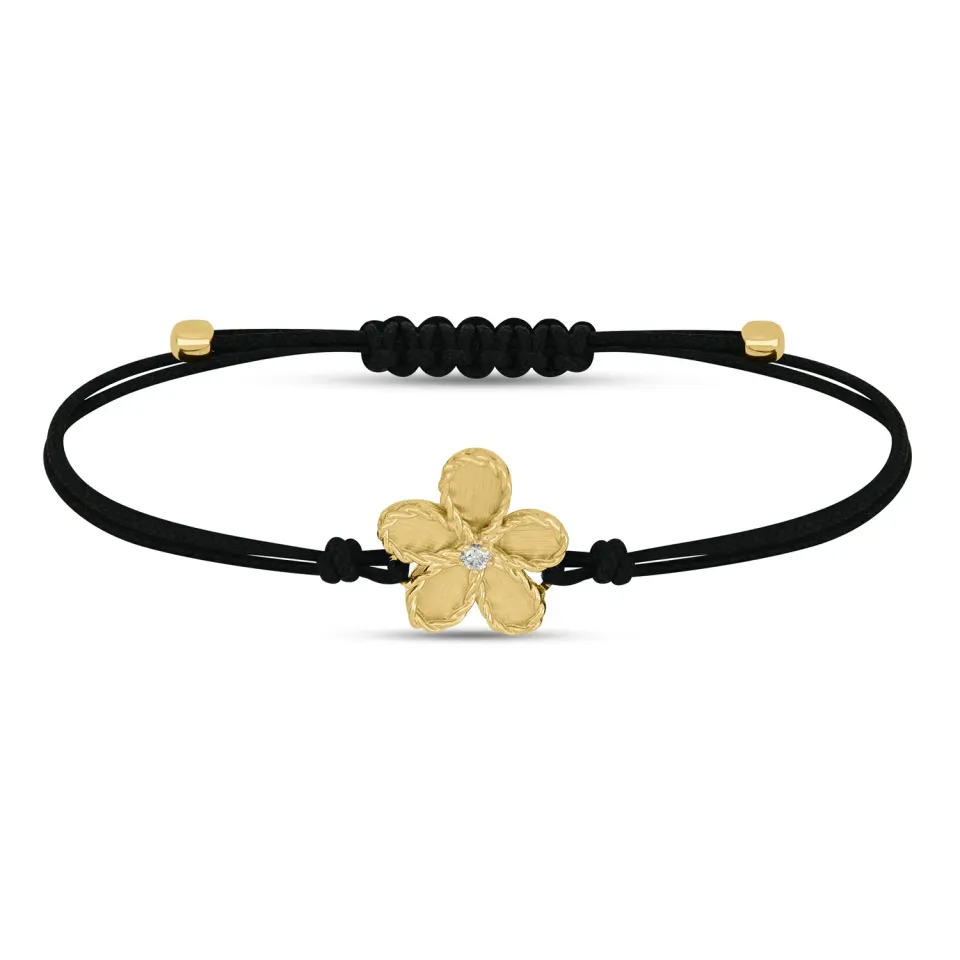 Roberto Coin Jasmine bracciale diamante oro giallo cotone seta