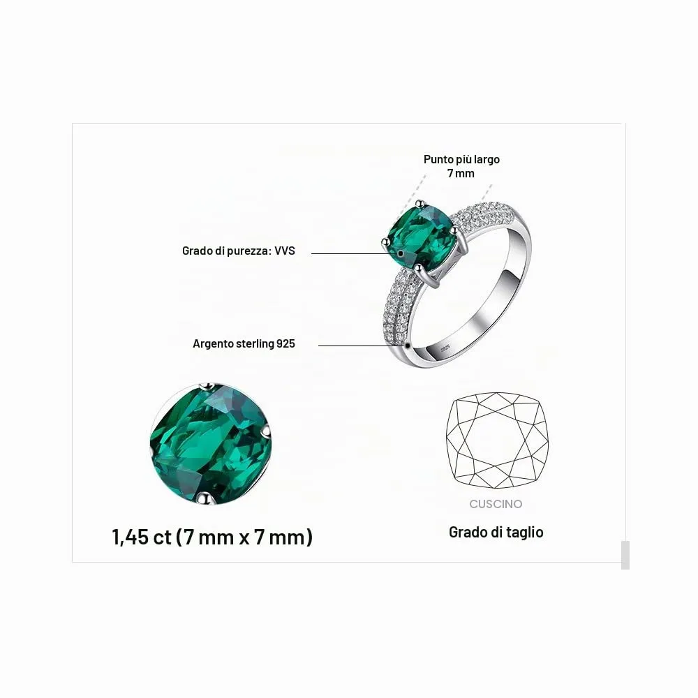 JewelryPalace 1.8ct Anello Argento Oro Smeraldo Misura 14.5