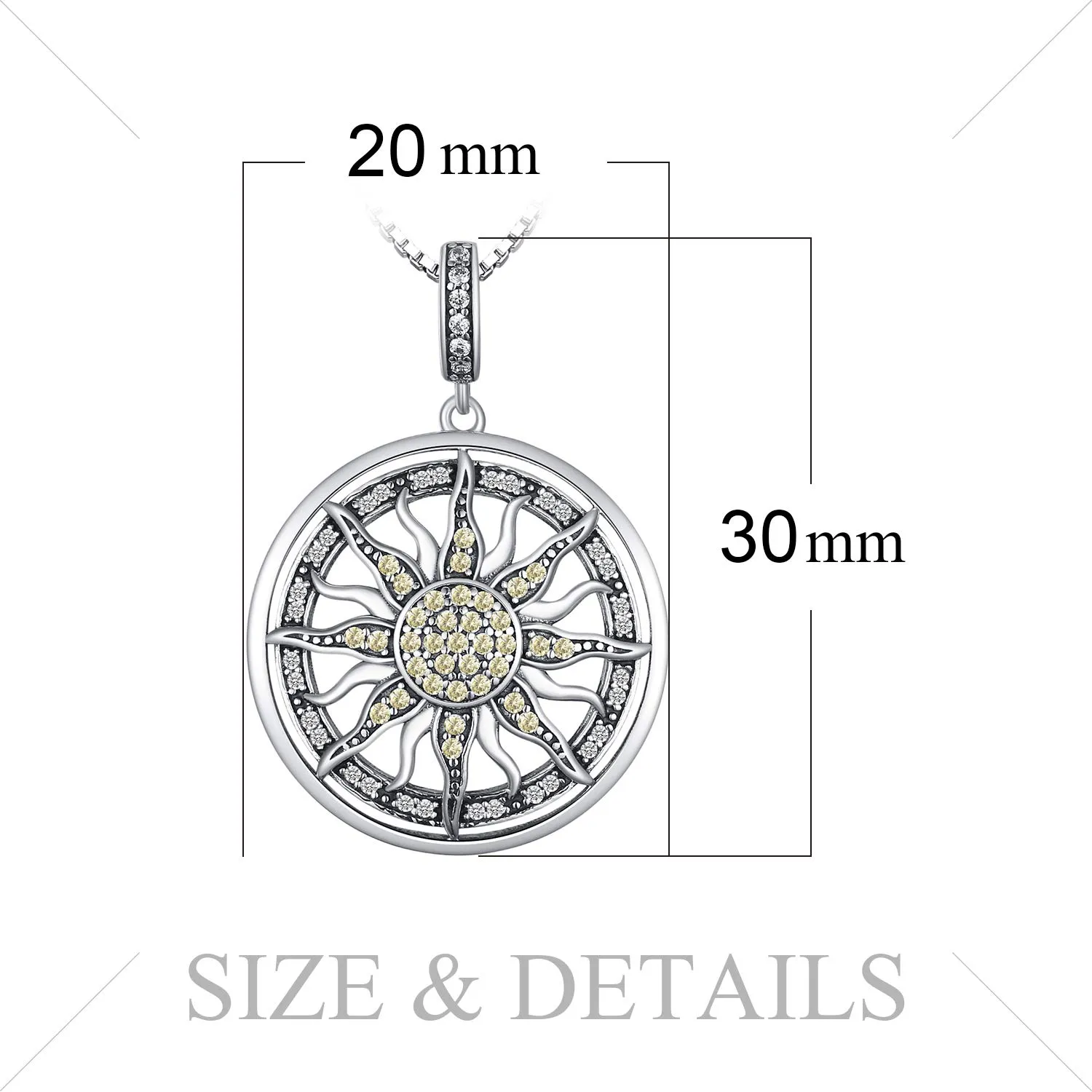JewelryPalace Sole Collana Argento 925 Zirconia Gialla 45cm