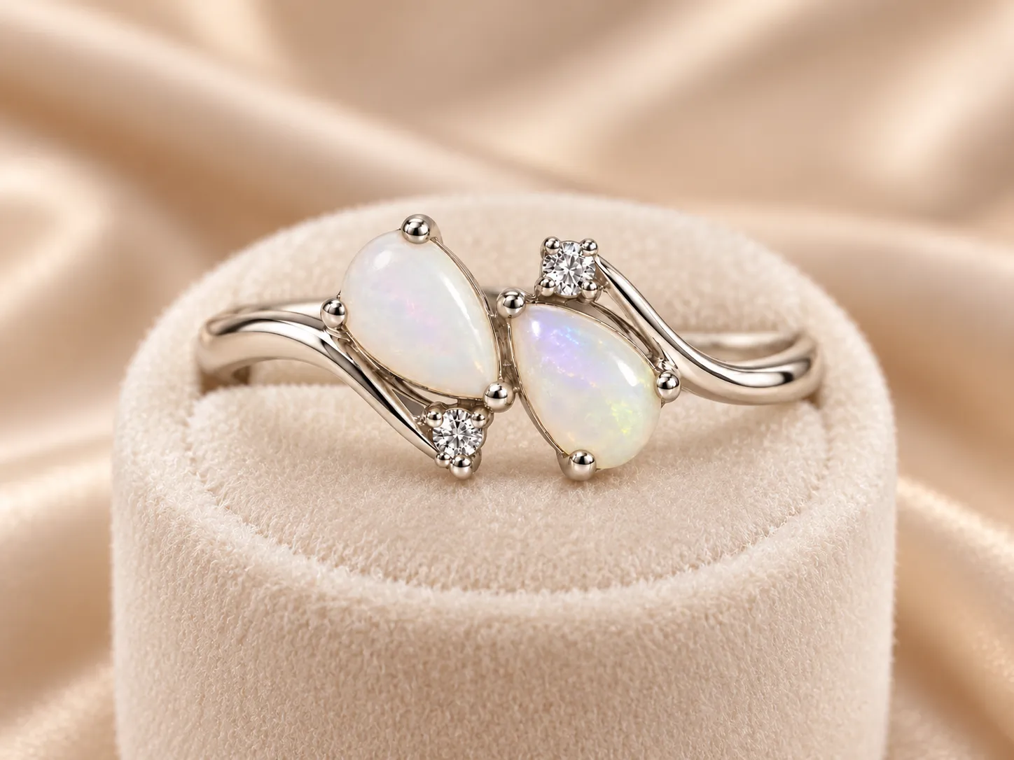 Victoria Jane Milky Opal anello opale diamante argento