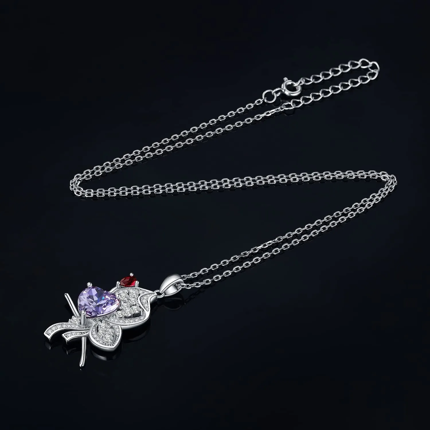 JewelryPalace Farfalla 1.5ct Collana Argento 925 Viola