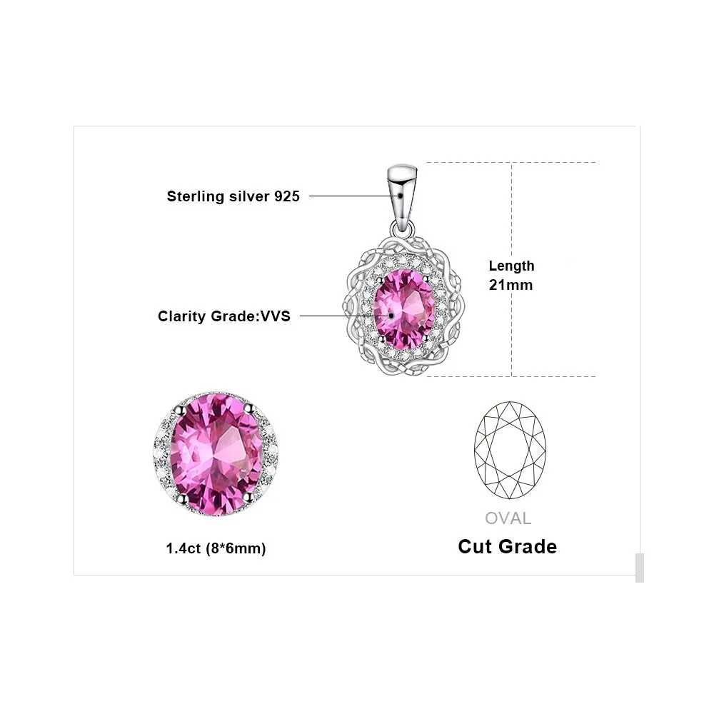 JewelryPalace Vintage Halo Collana Argento 925 Topazio Rosa