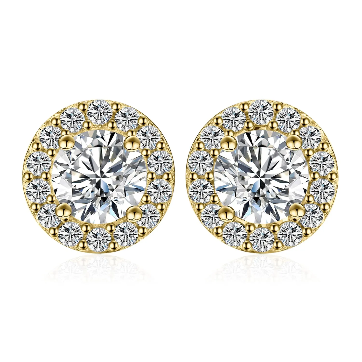 JewelryPalace Halo 1ct orecchini lobo zirconia oro