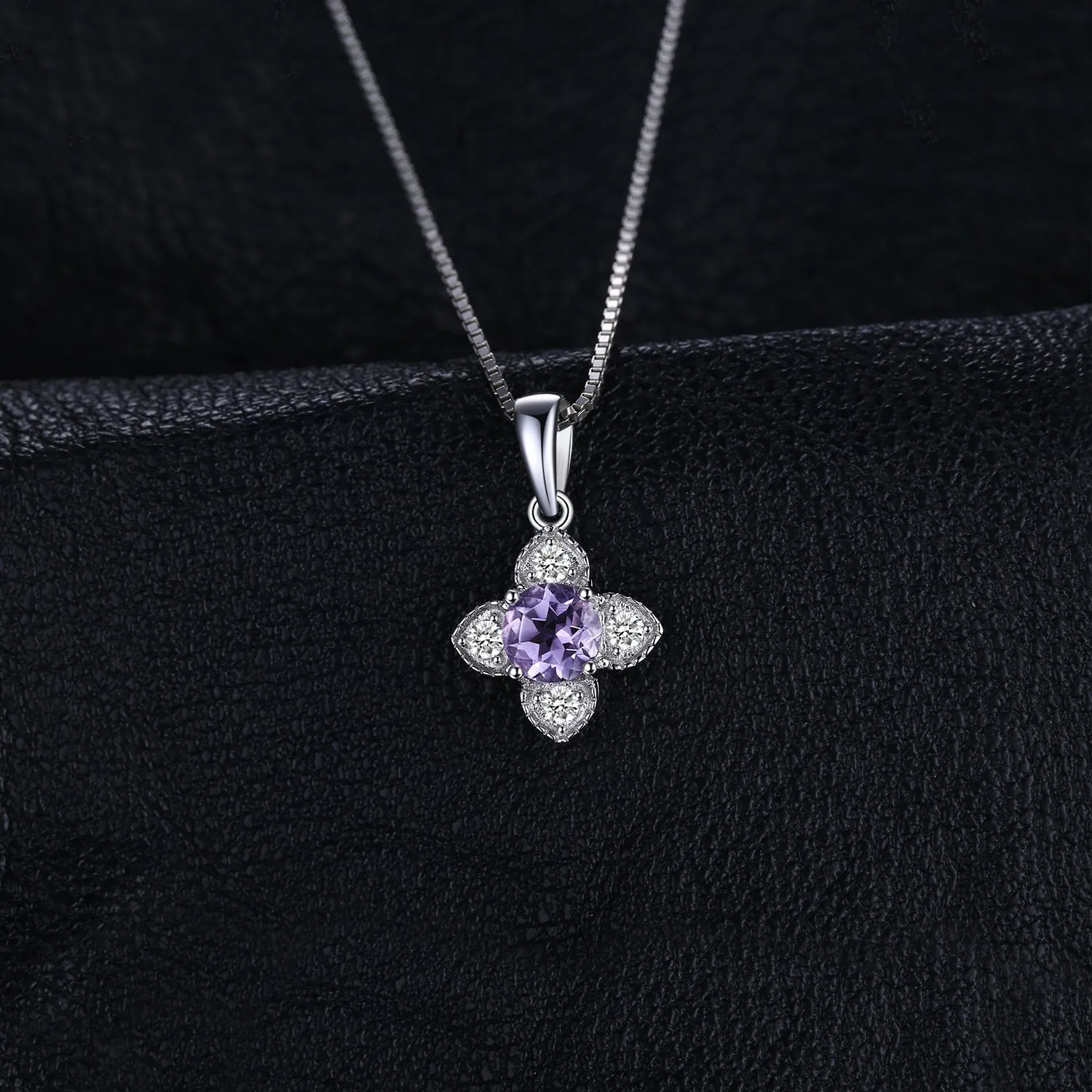 JewelryPalace Collana Fiore Ametista Viola Argento 45cm
