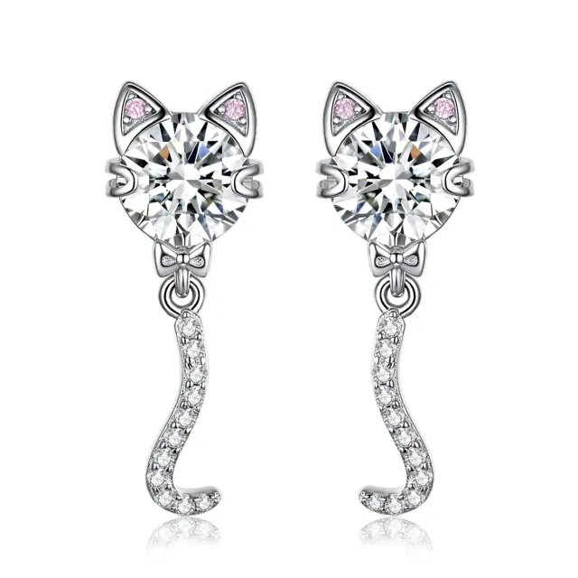JewelryPalace Gatto 4ct Orecchini Pendenti Argento 925 Zirconia Rosa