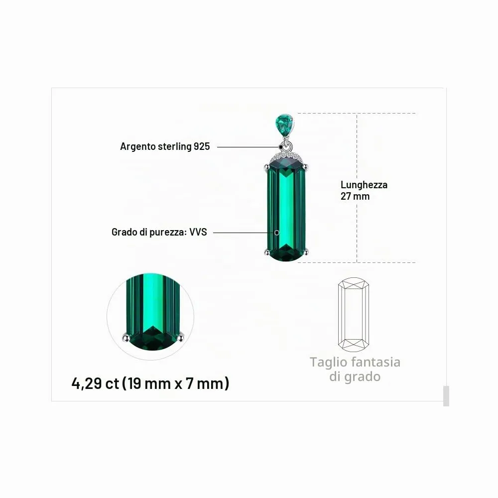 JewelryPalace 4.4ct Smeraldo Collana Argento 45cm Pietra Verde