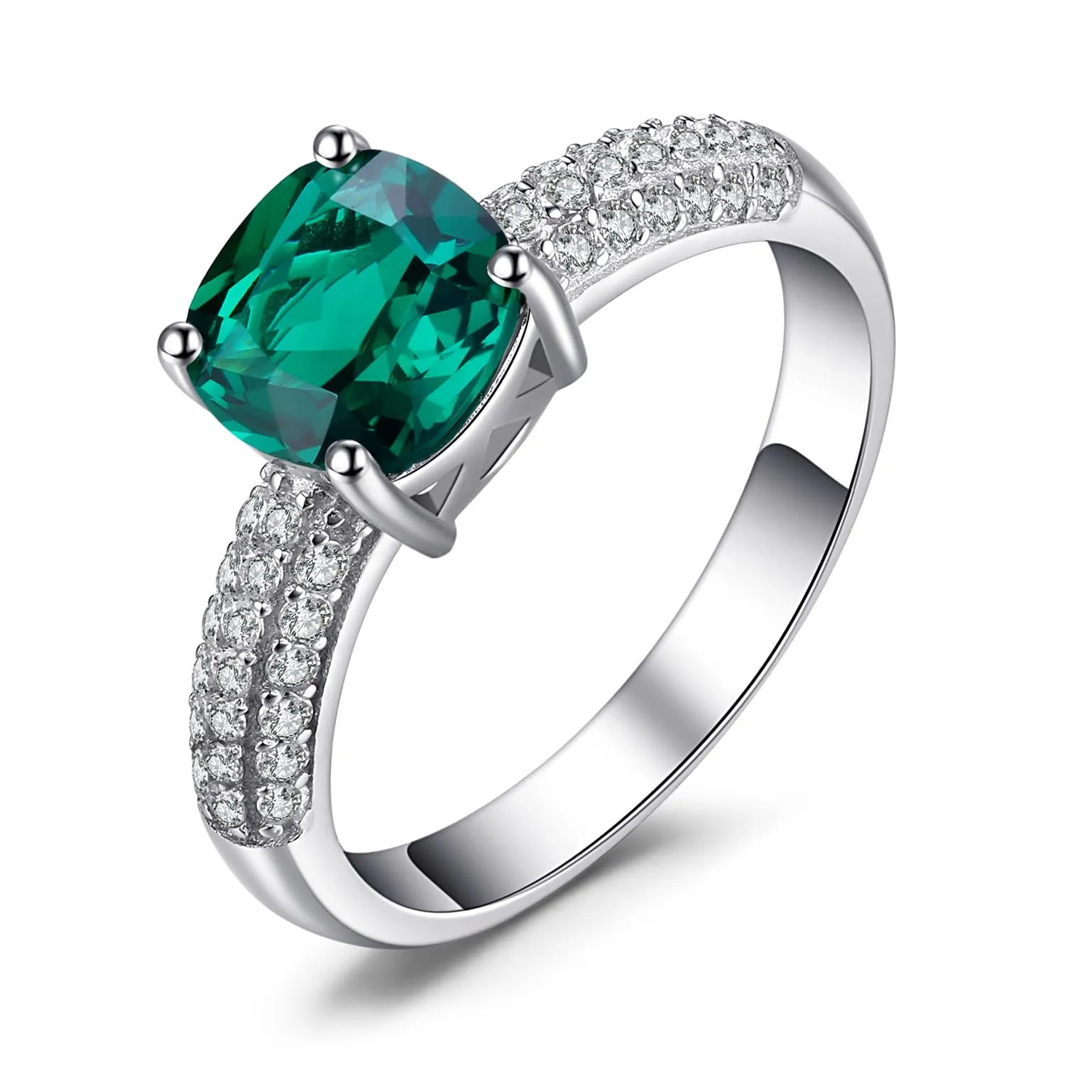 JewelryPalace 1.8ct Anello Argento Dorato Smeraldo Verde