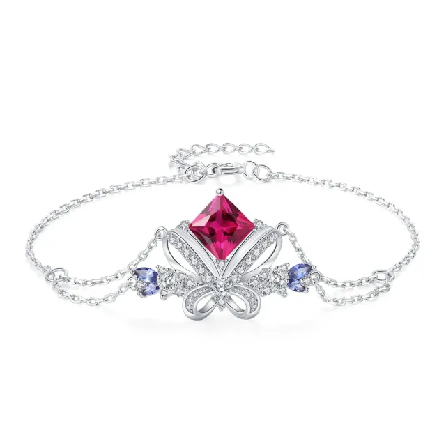 JewelryPalace Farfalla 3.1ct Bracciale Argento Zaffiro Rosa