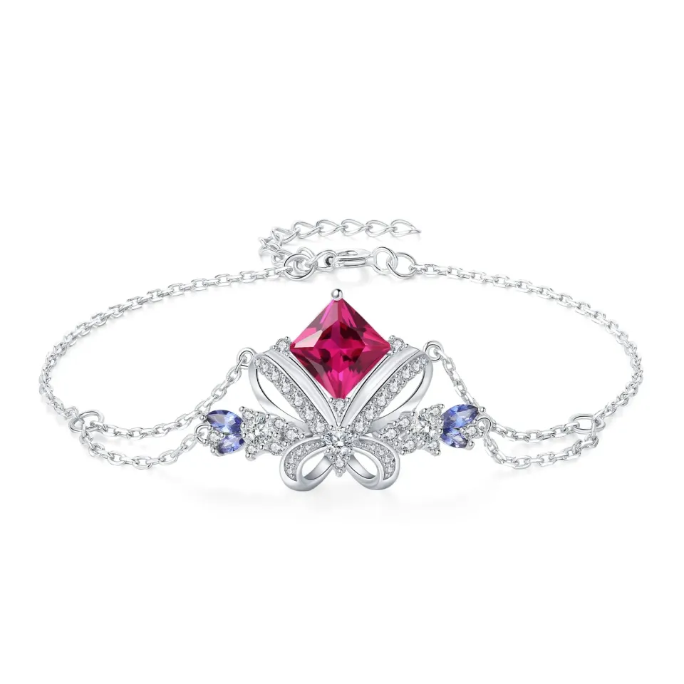 JewelryPalace Farfalla 3.1ct Bracciale Argento Zaffiro Rosa