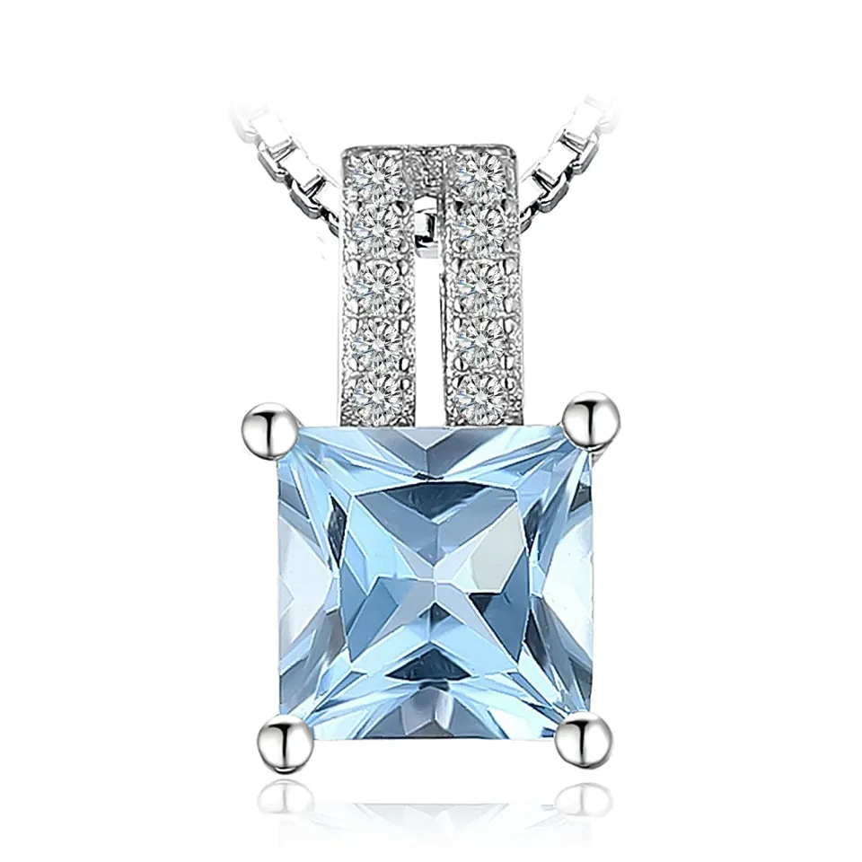 JewelryPalace Quadrata collana argento topazio azzurro