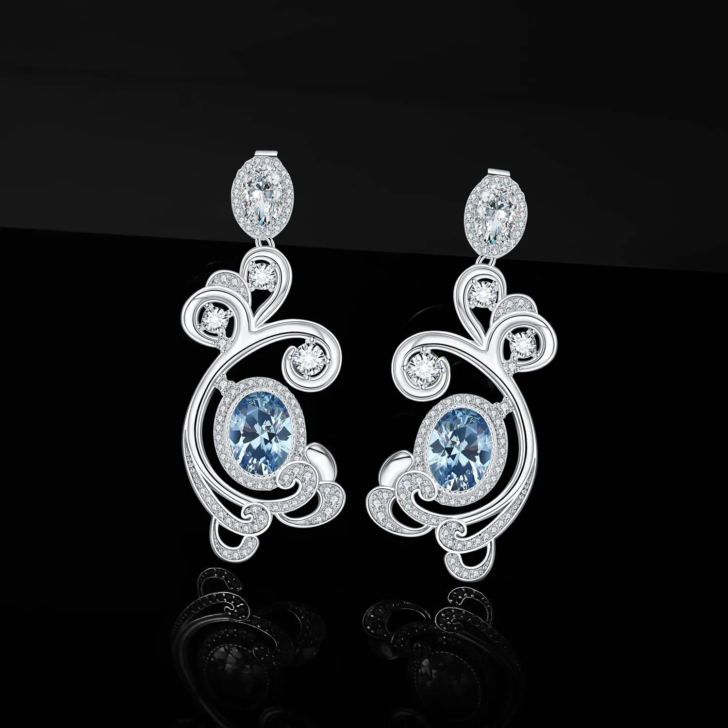 JewelryPalace Oceano Onda Mare 3.2ct orecchini argento azzurri