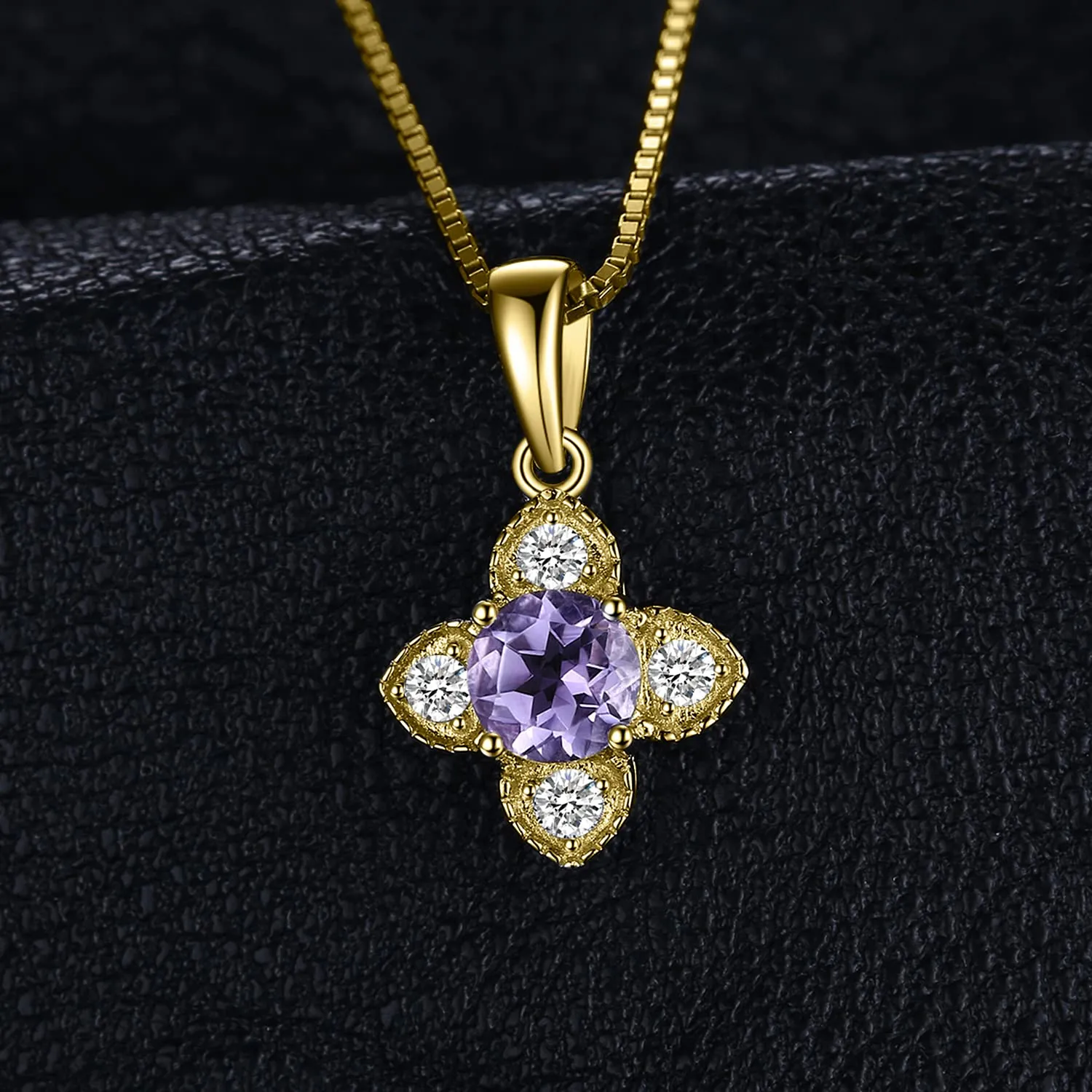 JewelryPalace collana fiore ametista viola argento oro giallo 45cm