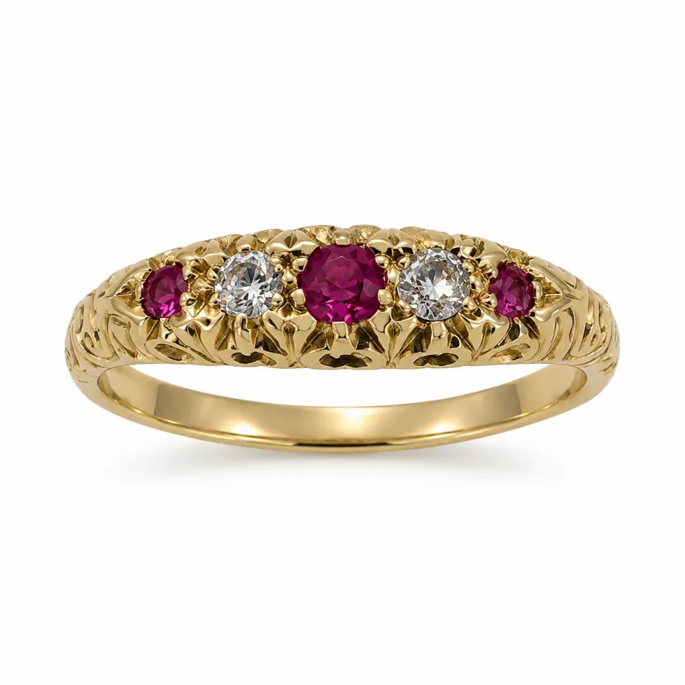 Victoria Jane anello oro 9ct rubino diamante usato