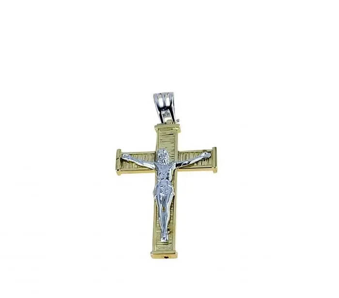 Gioielli Celiento Croce ciondolo oro bicolore 18kt 34mm