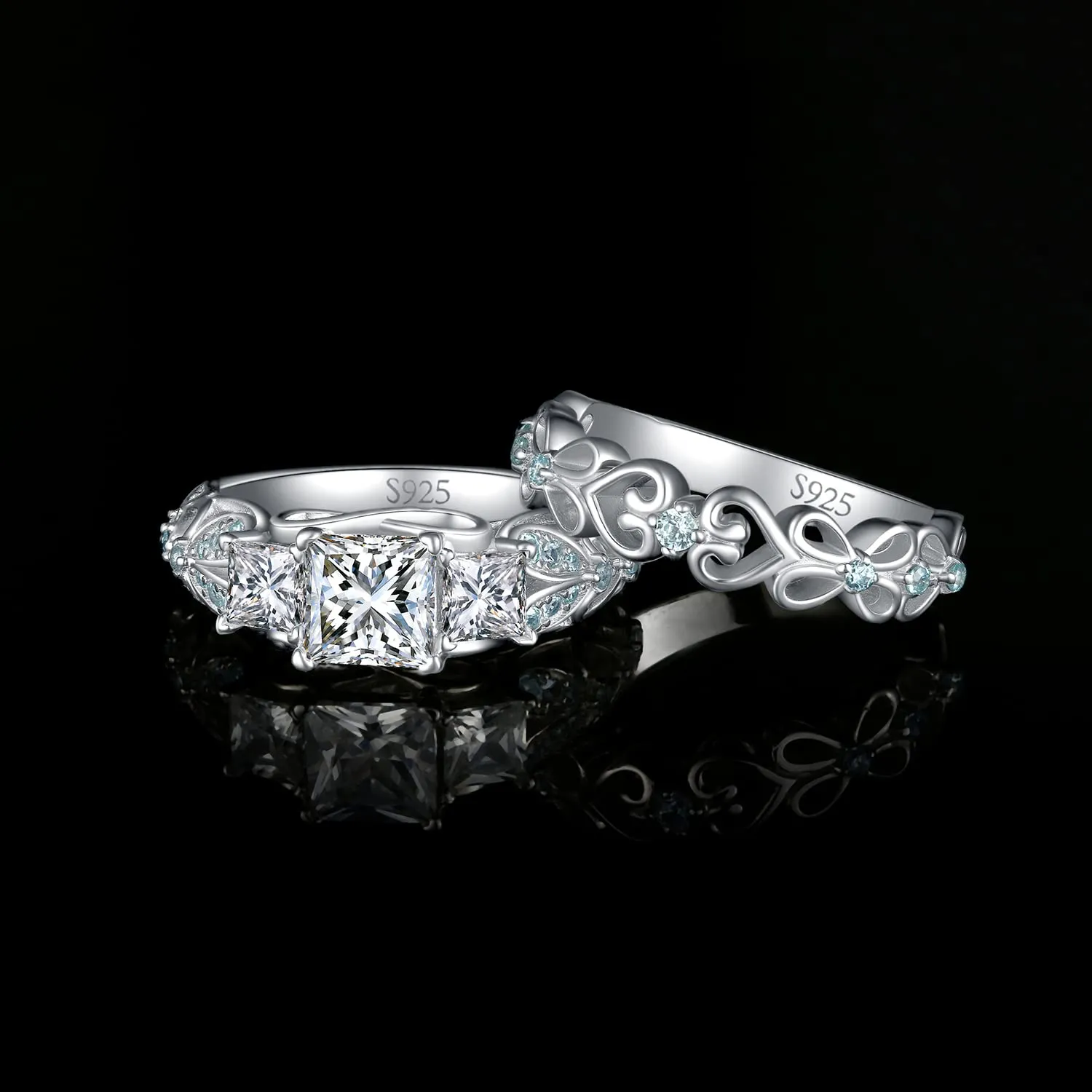 JewelryPalace Vintage Halo Anello Argento Cuore Zirconia