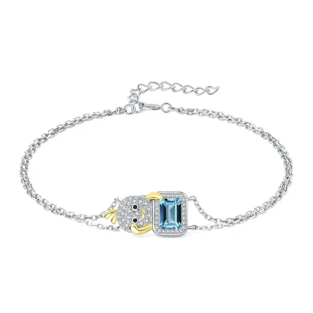 JewelryPalace Halo Anatra Gialla 0.5ct bracciale topazio blu