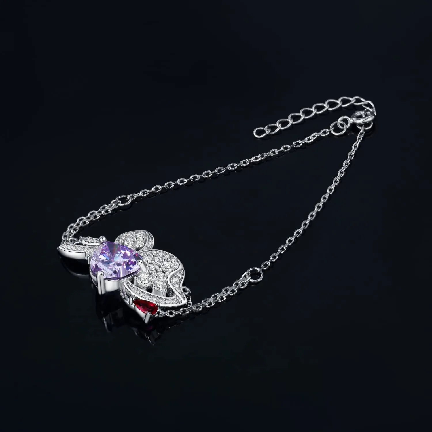 JewelryPalace Farfalla Cuore bracciale argento zirconia viola 8,1ct