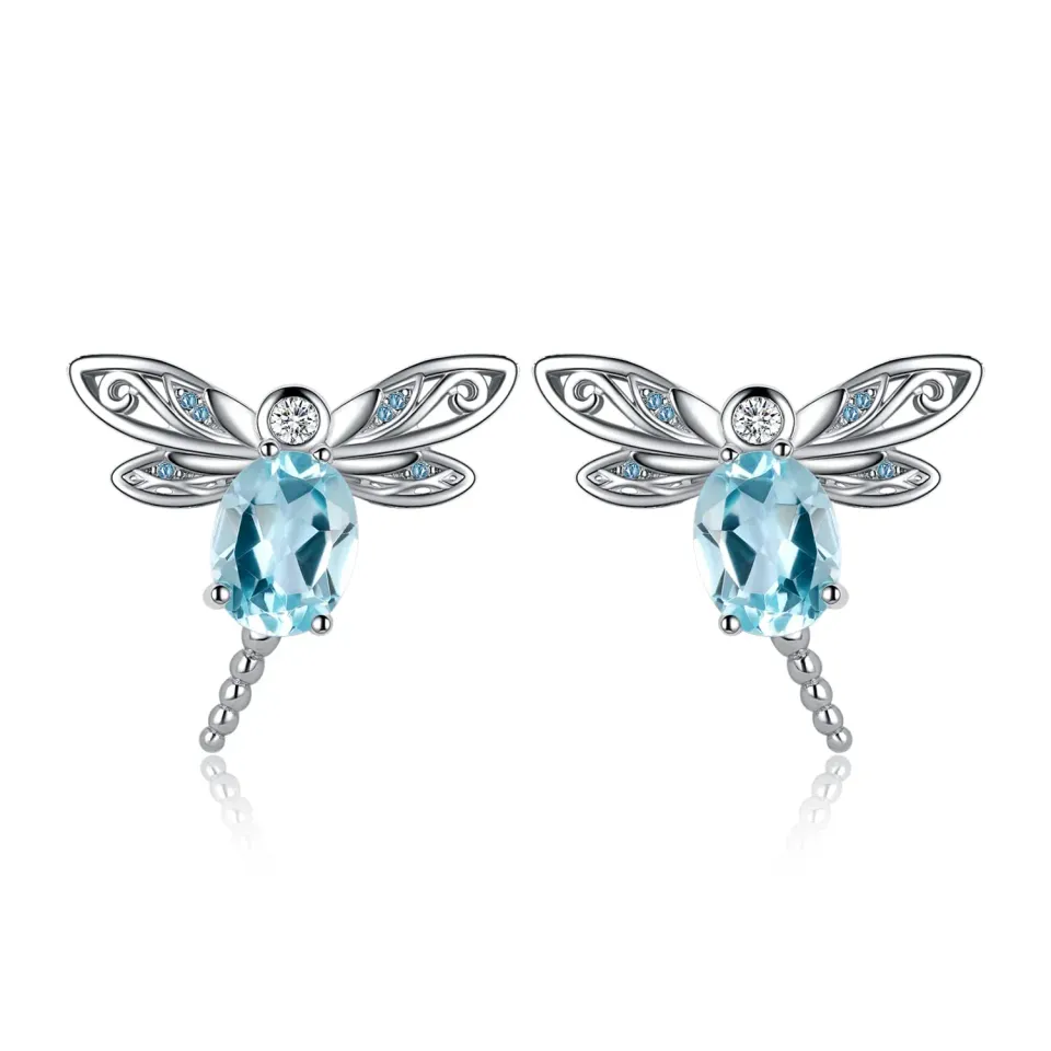 JewelryPalace Libellula 4.7ct orecchini lobo topazio azzurro
