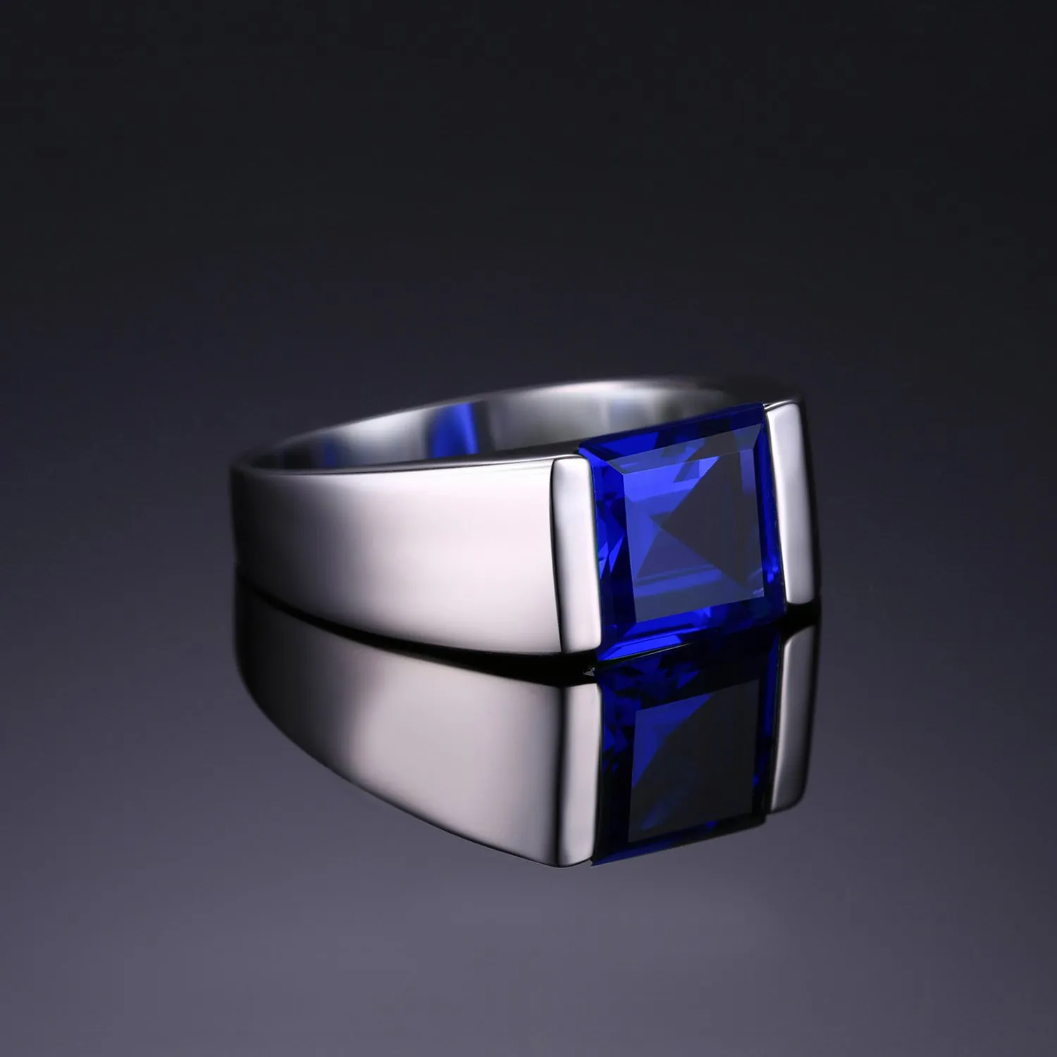 JewelryPalace Anello Uomo Argento 3.3ct Rubino Rosso Quadrato