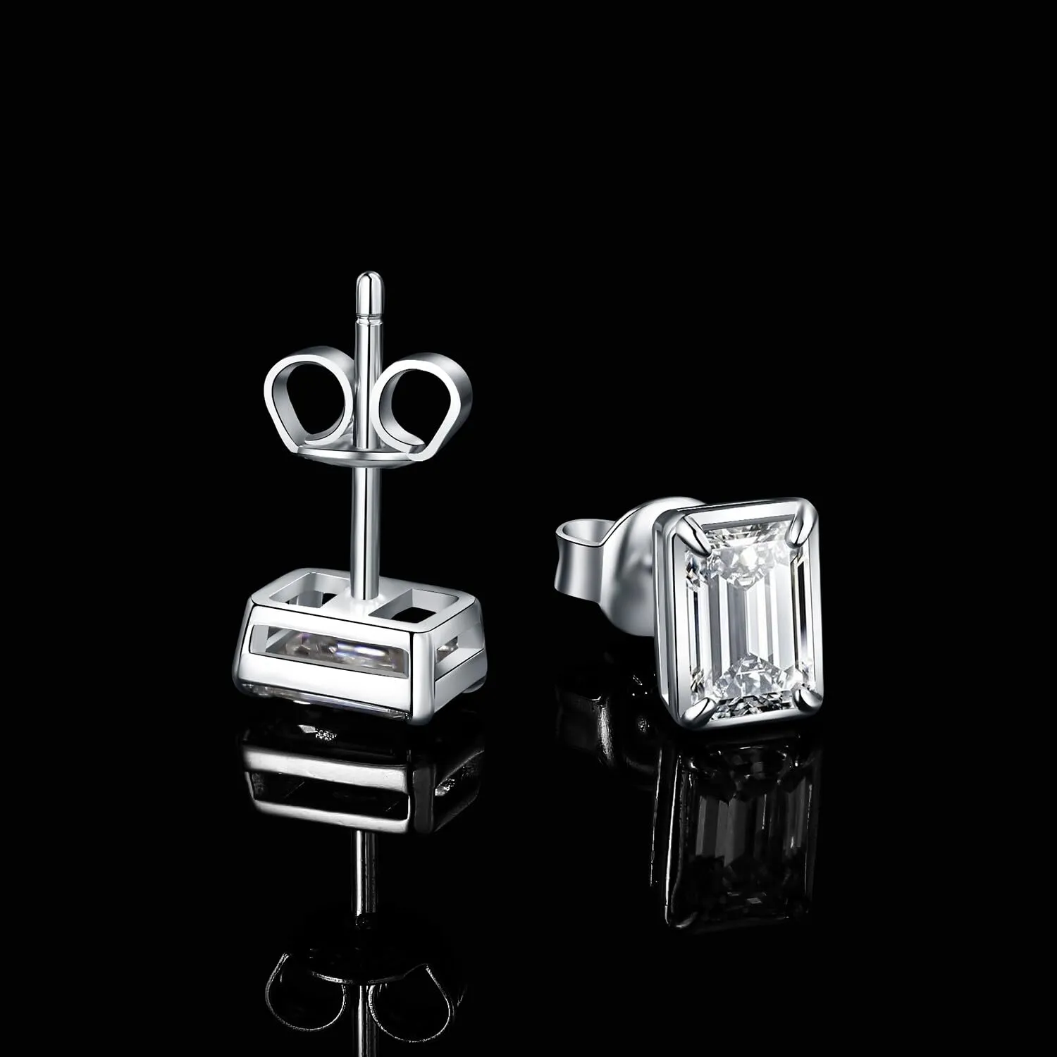 JewelryPalace 1ct Zirconia Orecchini Bottone Argento Taglio Smeraldo