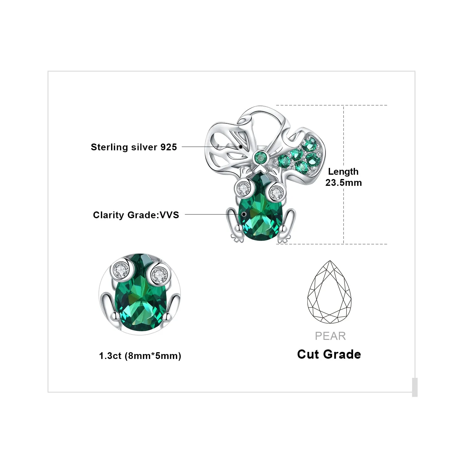 JewelryPalace Orecchini Donna Argento 1.6ct Rana Loto Smeraldo