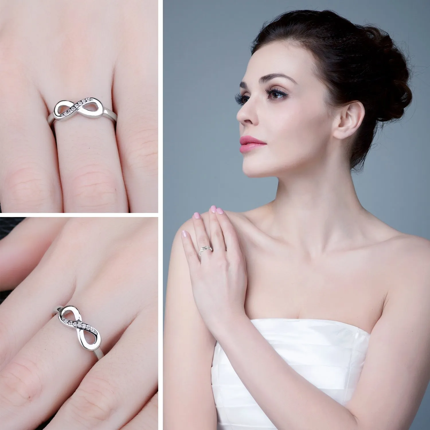 JewelryPalace Infinito Nodo anello argento 925 oro zirconia