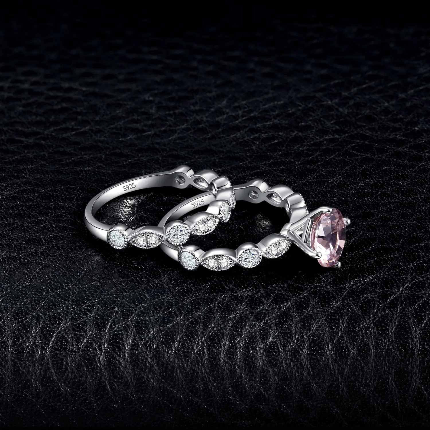JewelryPalace Vintage Halo Anello Morganite Pera Oro Rosa