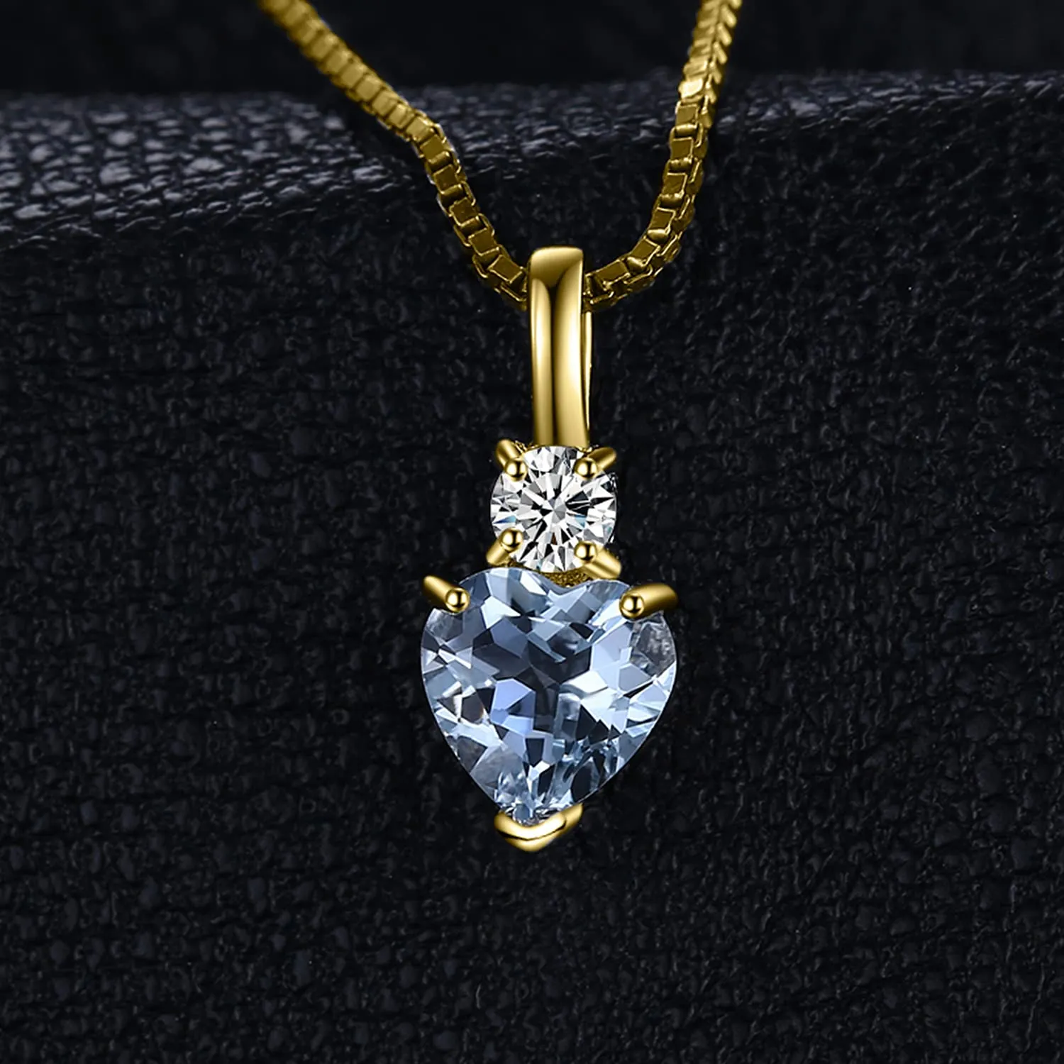 JewelryPalace 0.8ct collana cuore acquamarina oro giallo 14k 45cm