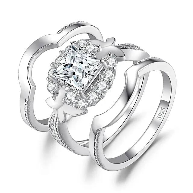 JewelryPalace Vintage Halo Anello Farfalla Argento Zirconia