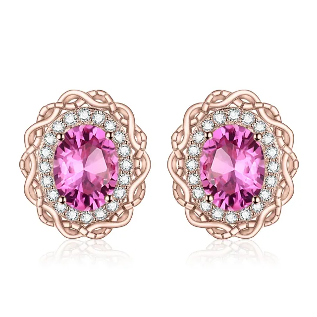 JewelryPalace Infinito Halo orecchini topazio rosa 1ct