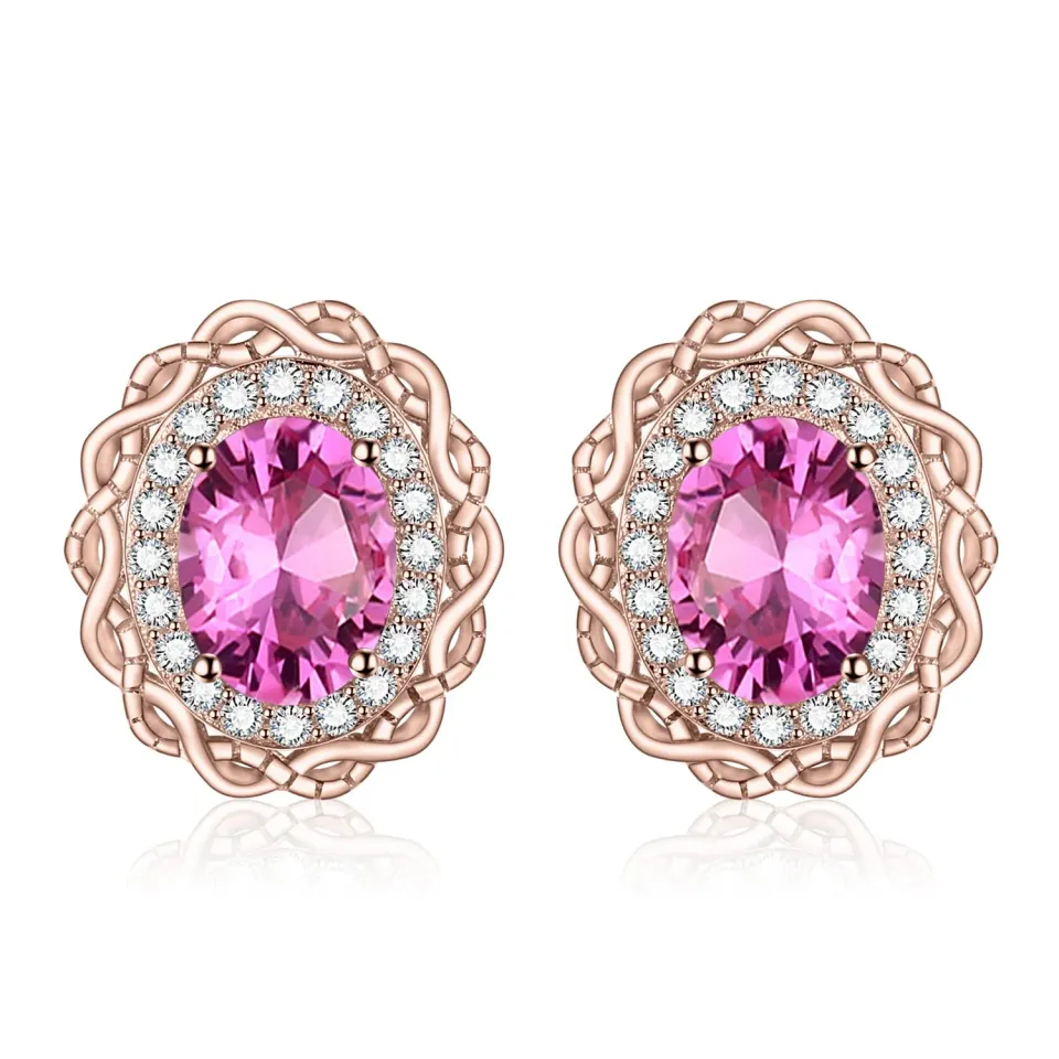 JewelryPalace Infinito Halo orecchini topazio rosa 1ct